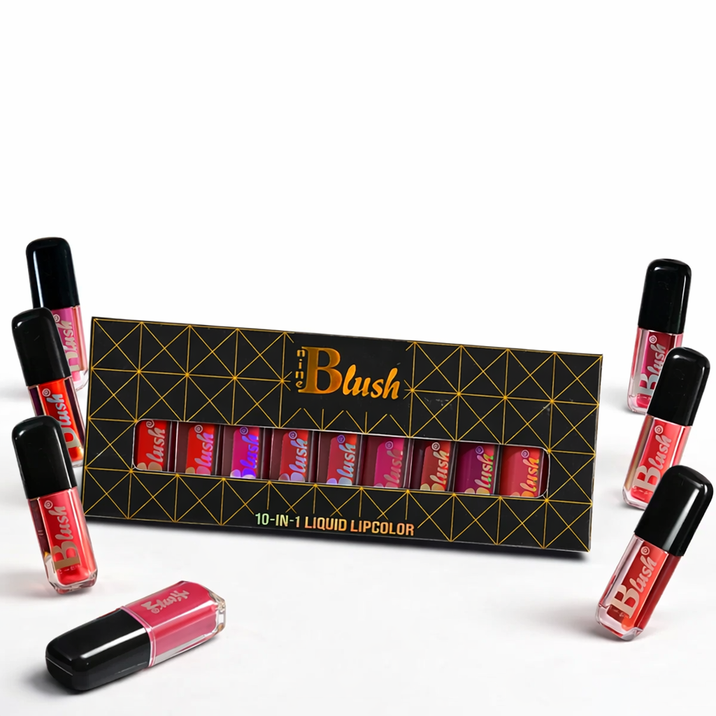 NINE BLUSH Stay Forever Matte Liquid Lipsticks Combo of 10, 1ml each