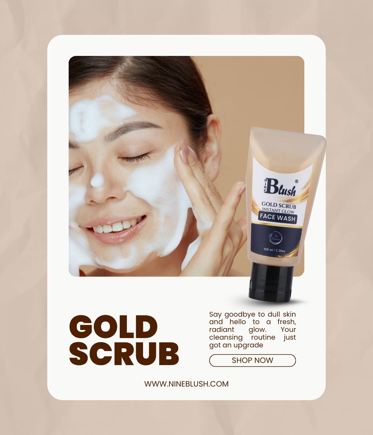 3 - Step Glow Routine – Vitamin C Face Wash, Gold Scrub & Face Mask - Nine Blush