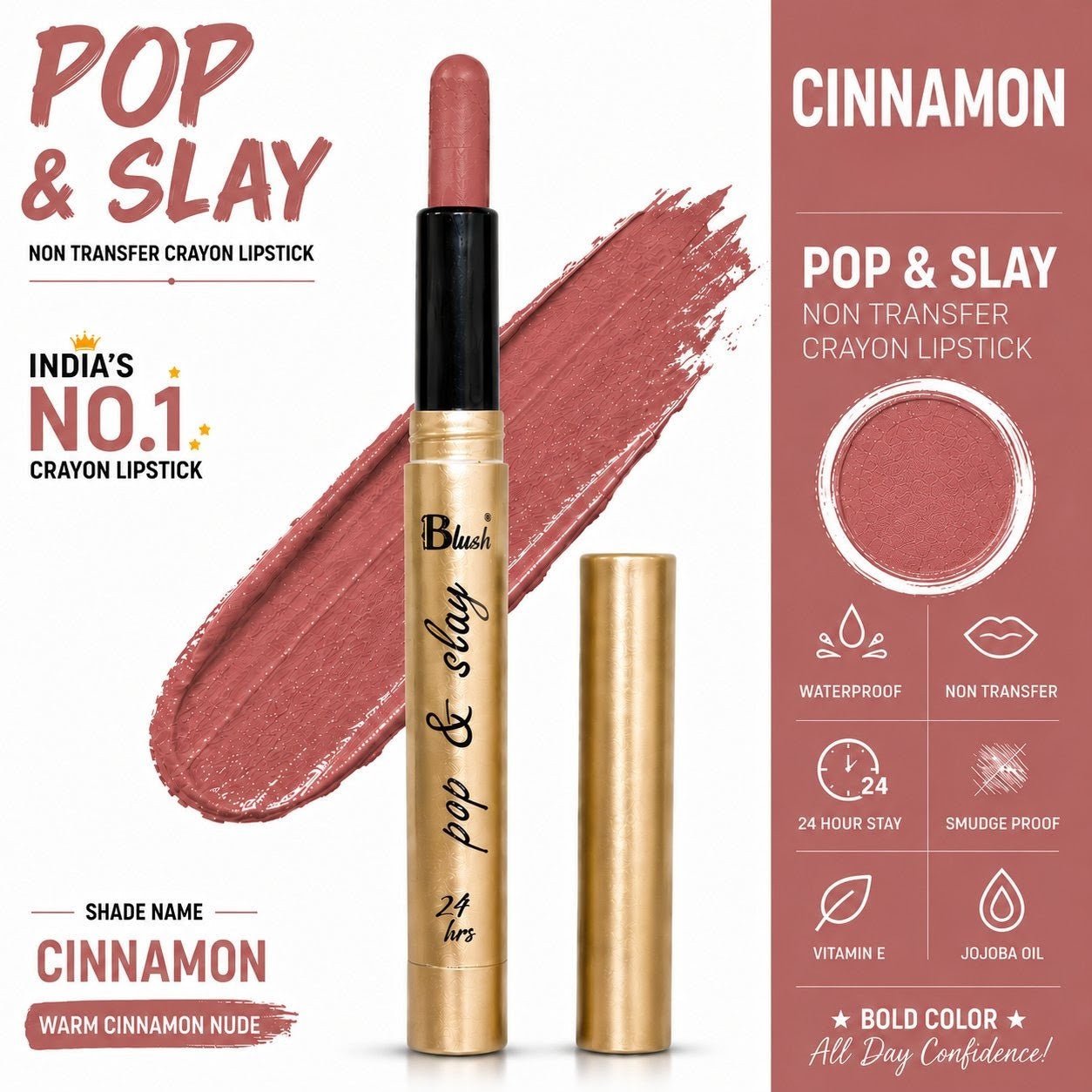 India's Next Favourite Non-Transfer Crayon Lipstick - Nine Blush