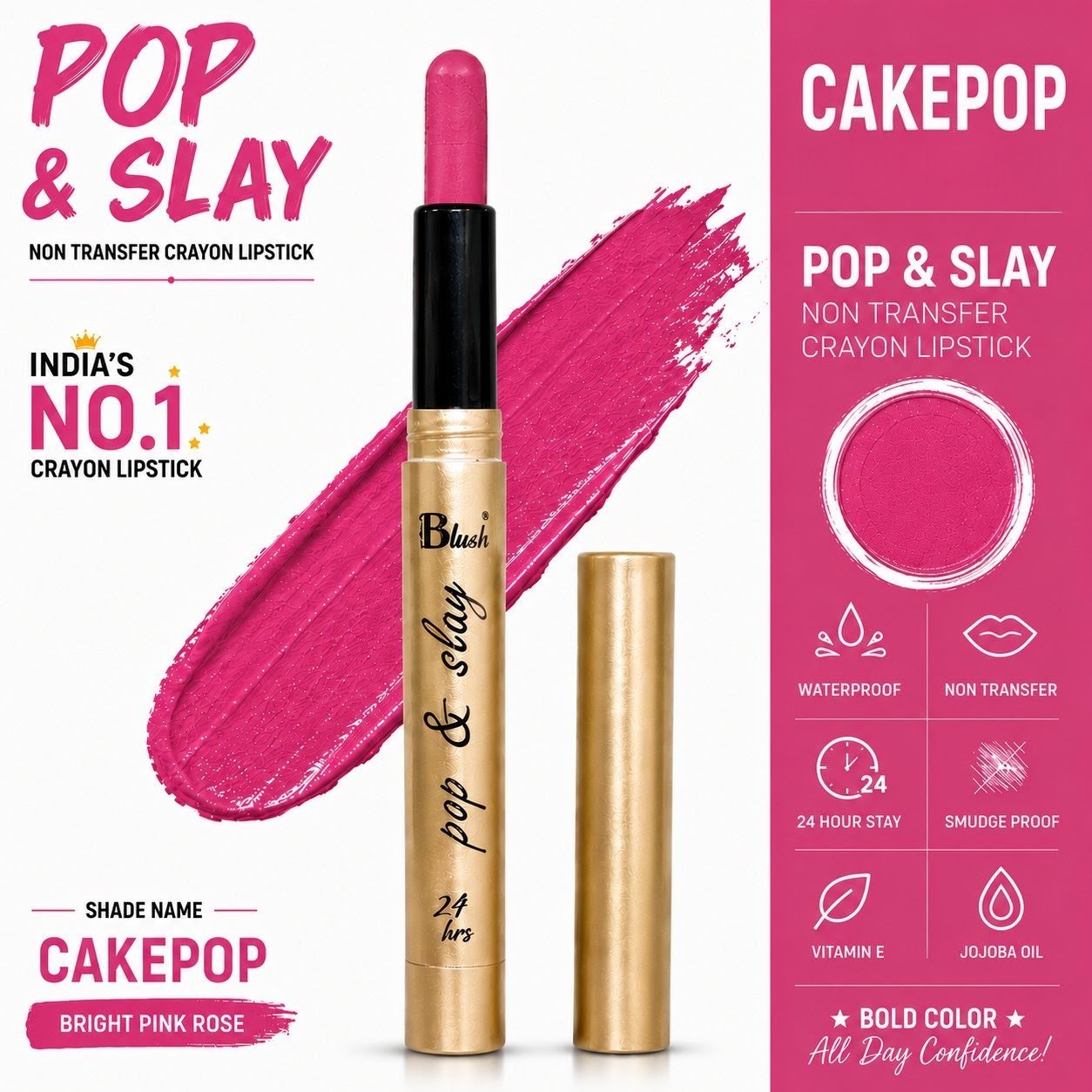 India's Next Favourite Non-Transfer Crayon Lipstick - Nine Blush