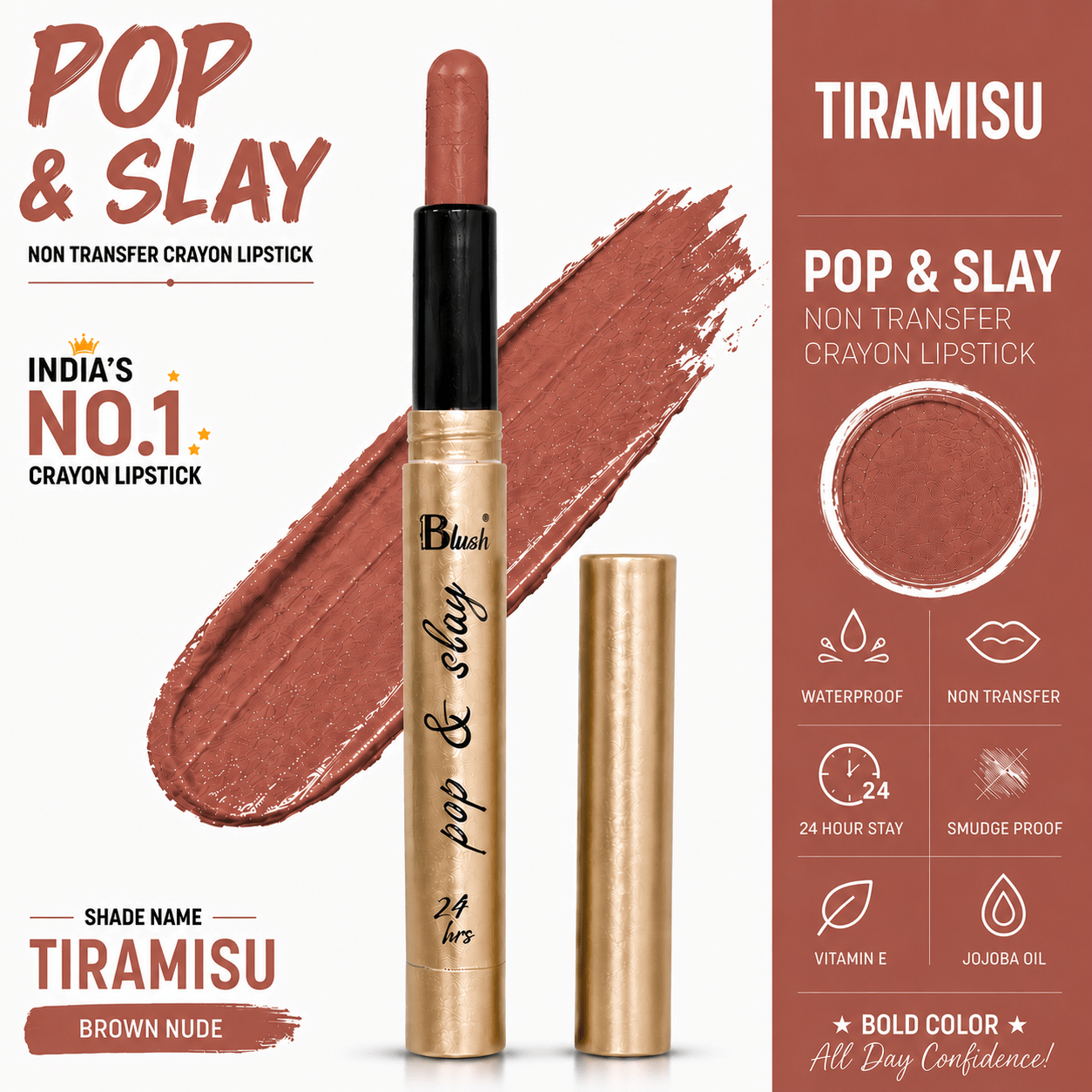 India's Next Favourite Non-Transfer Crayon Lipstick - Nine Blush