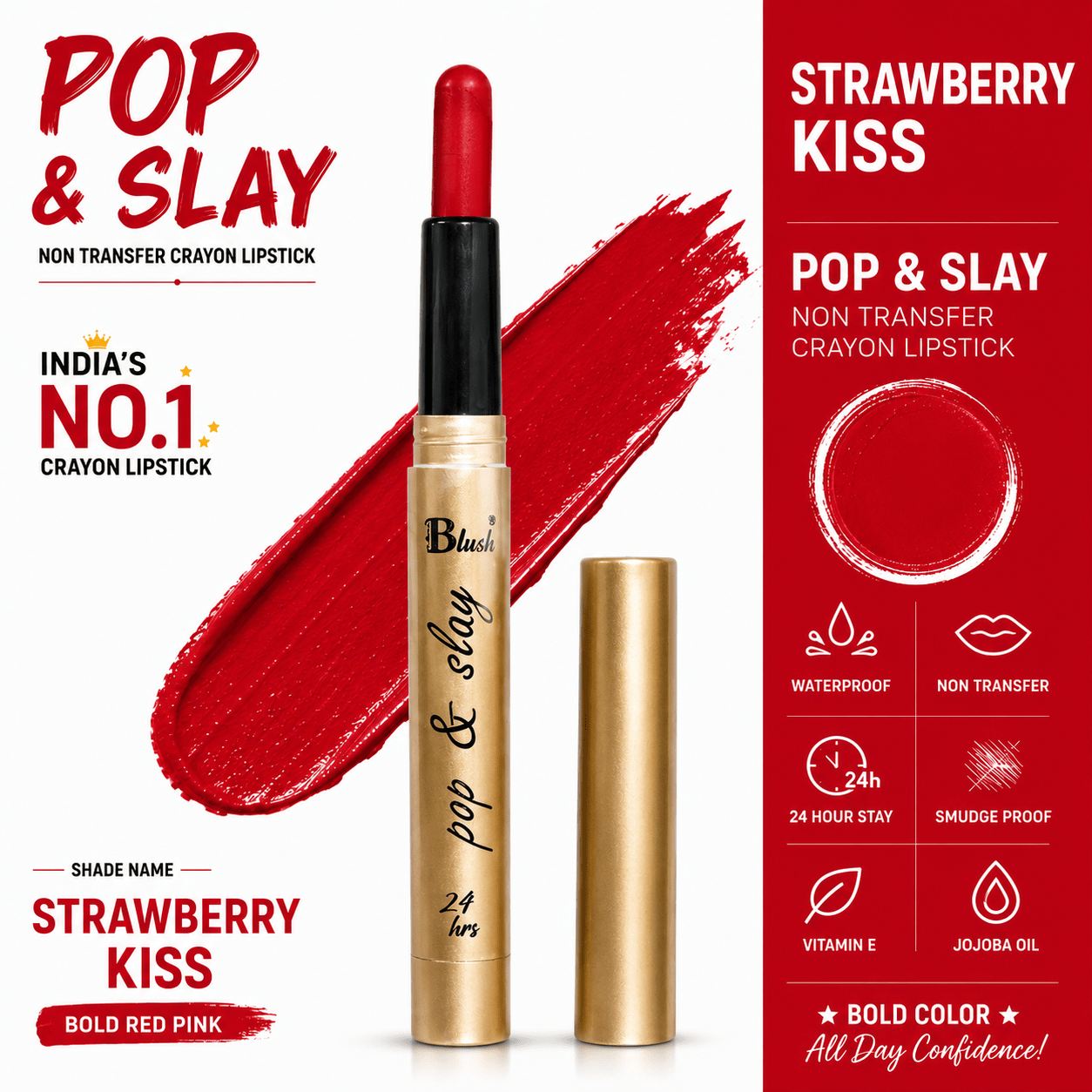 India's Next Favourite Non-Transfer Crayon Lipstick - Nine Blush
