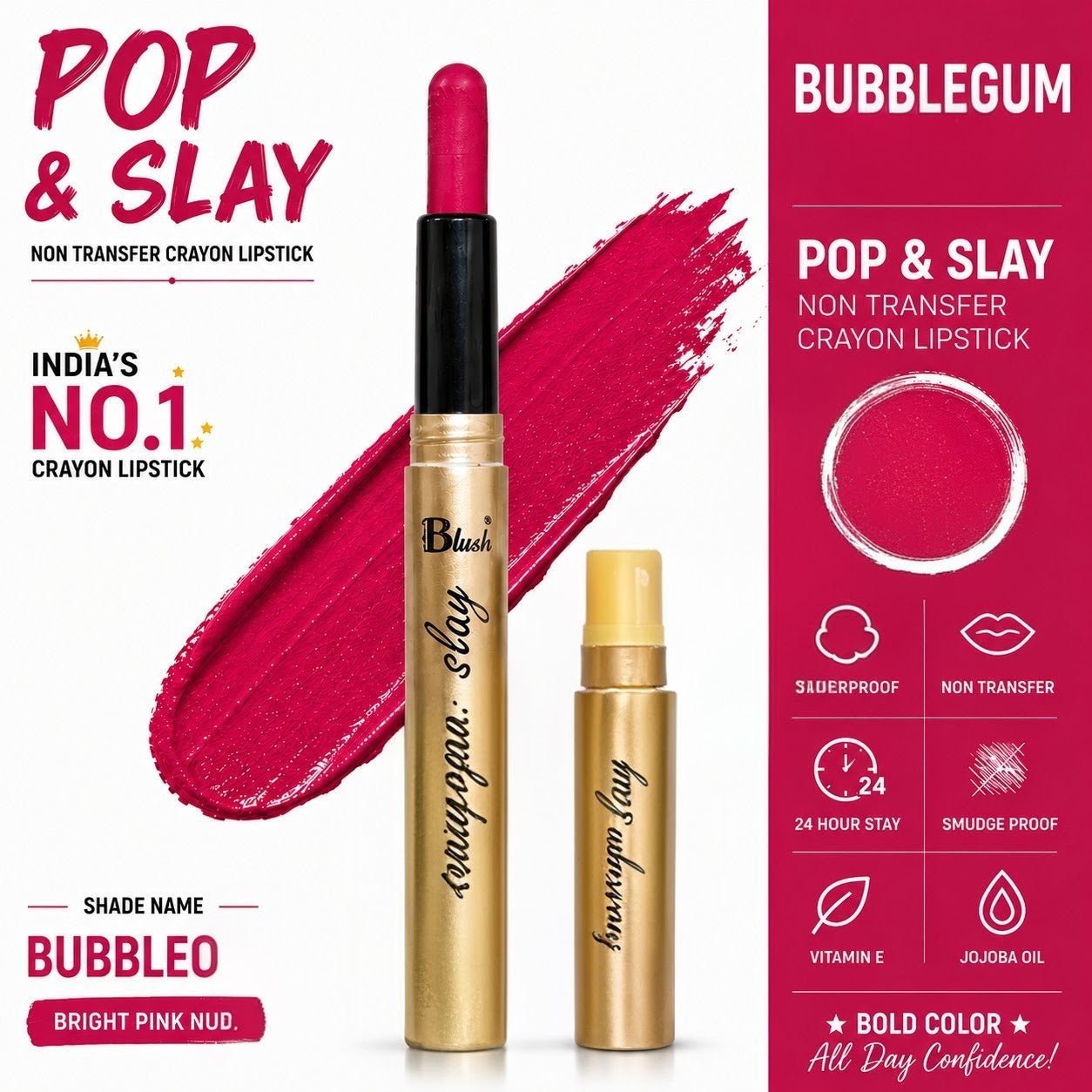 India's Next Favourite Non-Transfer Crayon Lipstick - Nine Blush