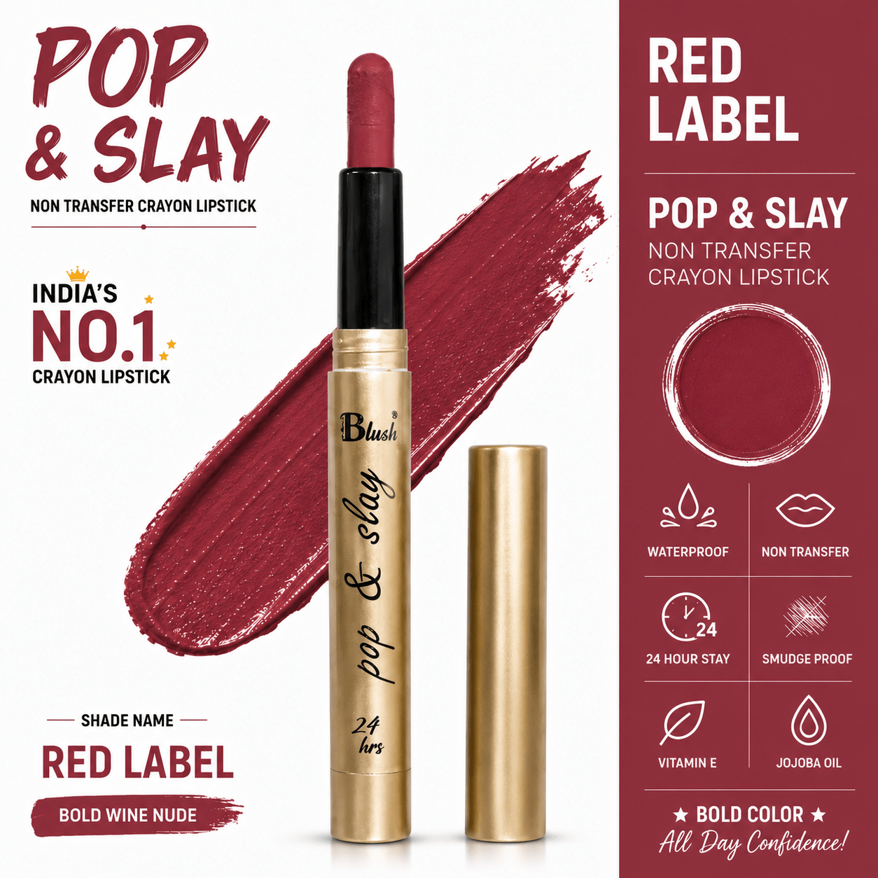 India's Next Favourite Non-Transfer Crayon Lipstick - Nine Blush
