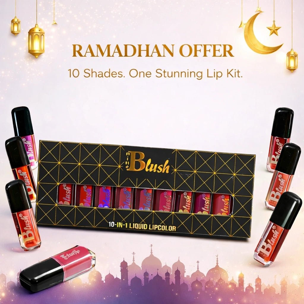 Nine Blush 10 in 1 Mini Liquid Lipstick Set | Highly Pigmented Matte Collection - 1ML - Nine Blush