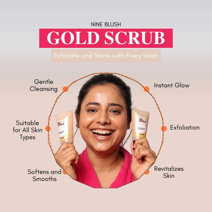 Nine Blush Gold Scrub Face Wash ,100ml - Nine Blush