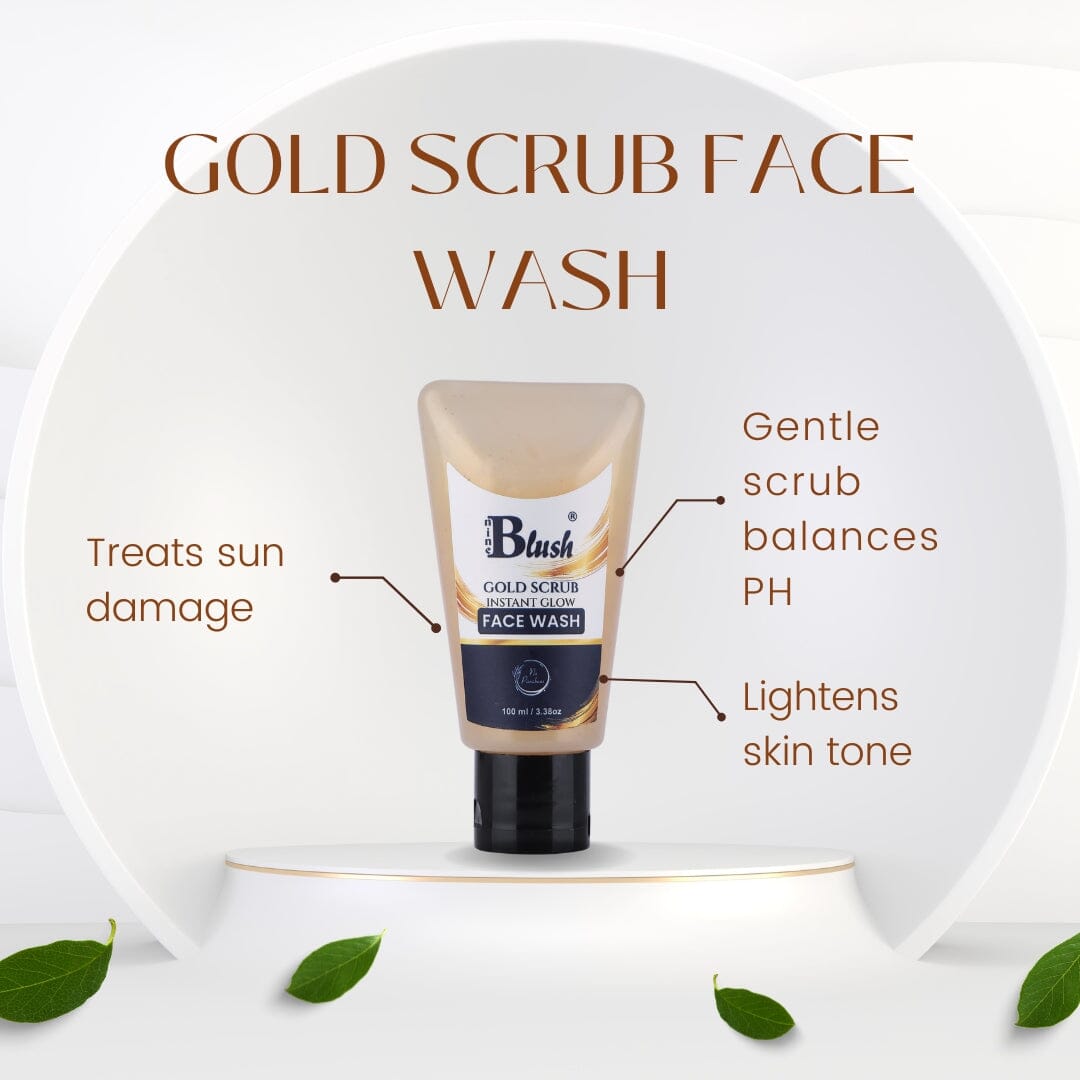 Nine Blush Gold Scrub Face Wash ,100ml - Nine Blush
