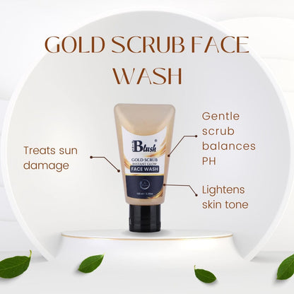 Nine Blush Gold Scrub Face Wash ,100ml - Nine Blush
