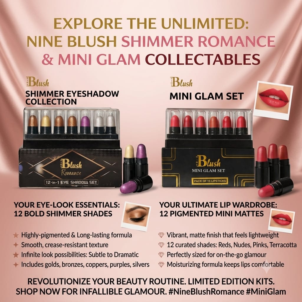 Nine Blush Mini Glam & Bullet Eyeshadow Combo | Perfect Glam Gift Set - Nine Blush