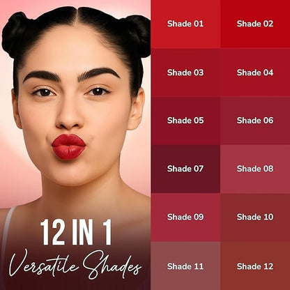 Nine Blush Mini Glam Set – Pack of 12 Mini Lipsticks | Travel - Friendly Glam Essentials - Nine Blush