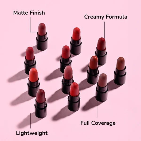 Nine Blush Mini Glam Set – Pack of 12 Mini Lipsticks | Travel - Friendly Glam Essentials - Nine Blush