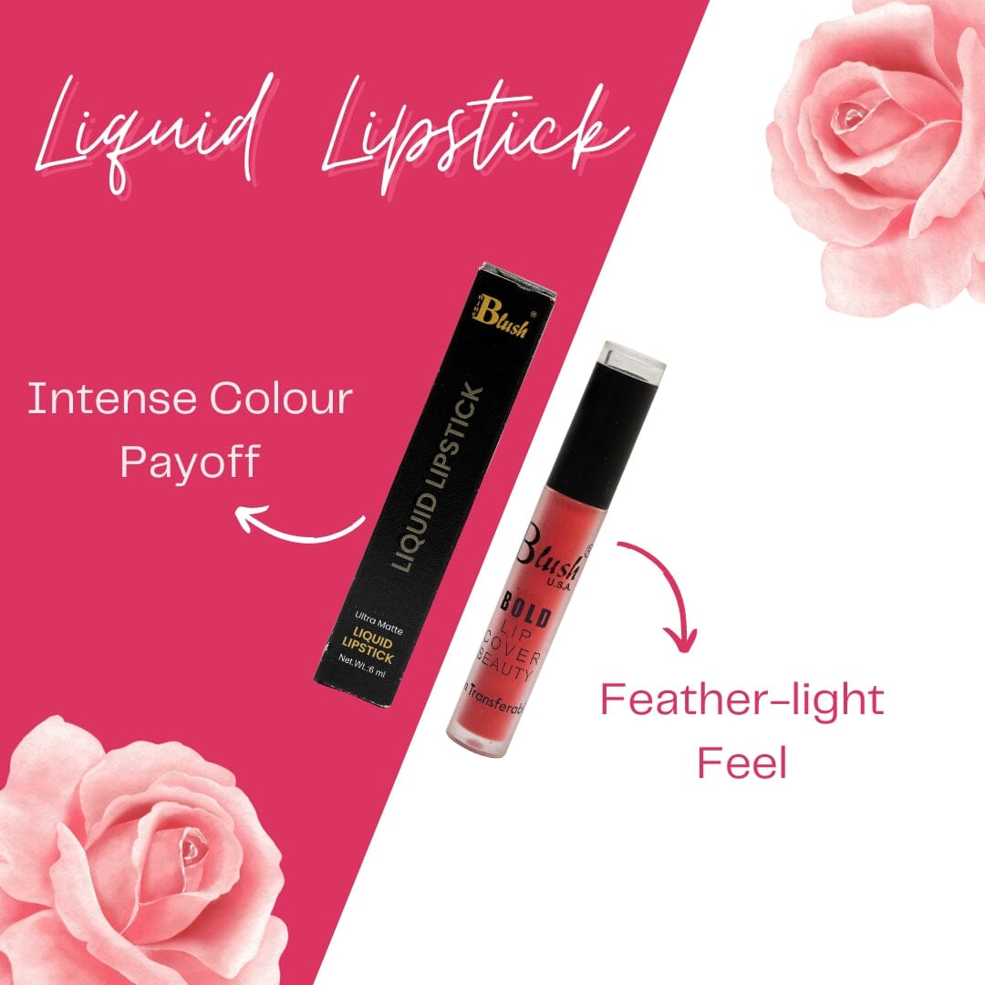 Nine Blush Radiant Glow Liquid Lipstick - 12H Stay, Non - Transfer Formula - Nine Blush