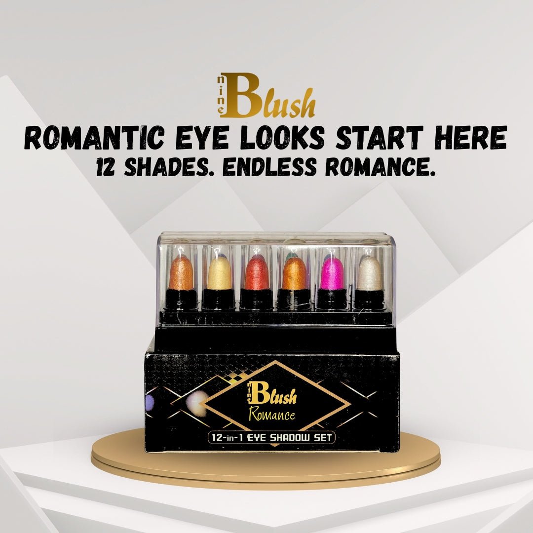 Nine Blush Romance 12 - in - 1 Eyeshadow Palette | Rich Pigment • Smooth Blend • Long - Lasting Glam - Nine Blush