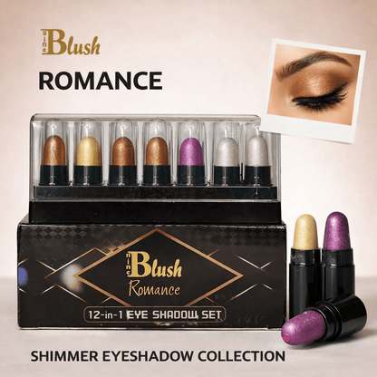Nine Blush Romance 12 - in - 1 Eyeshadow Palette | Rich Pigment • Smooth Blend • Long - Lasting Glam - Nine Blush